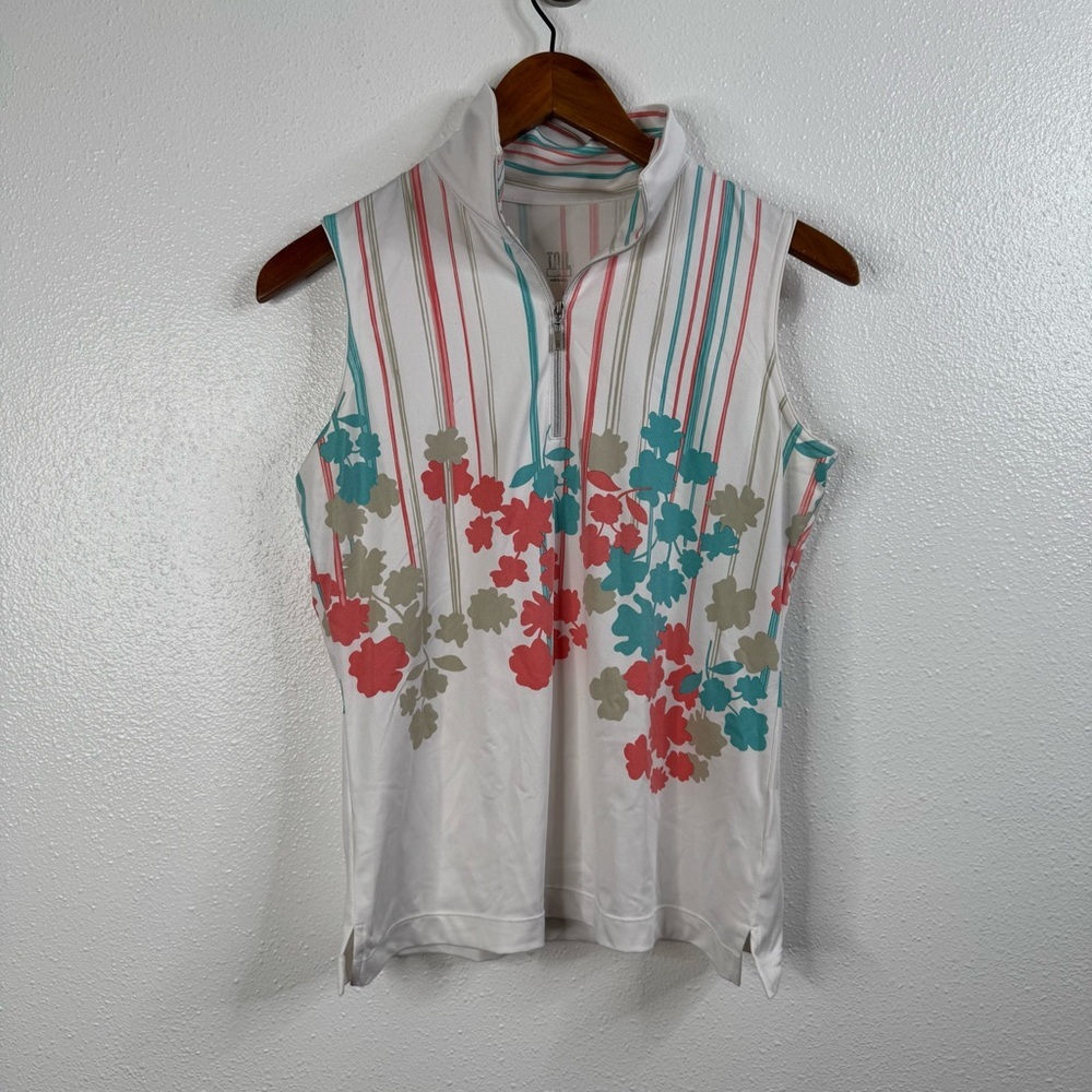 Tail Collared Sleeveless Floral Golf Shirt Small